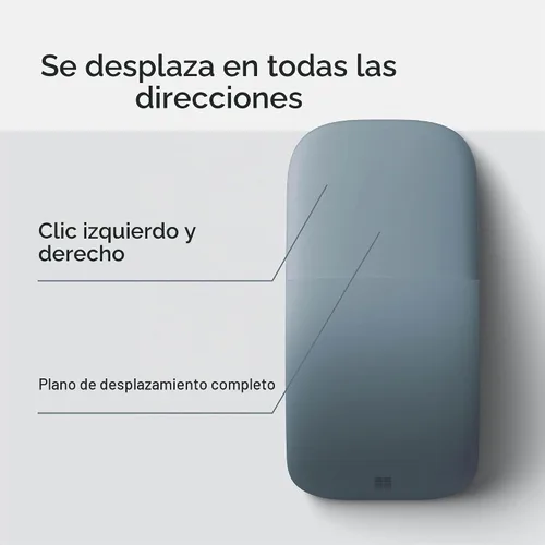Vista 7 de Ratón Microsoft Surface Arc Bluetooth, ultradelgado y ligero, se aplana para mayor portabilidad, panel de desplazamiento completo, compatible