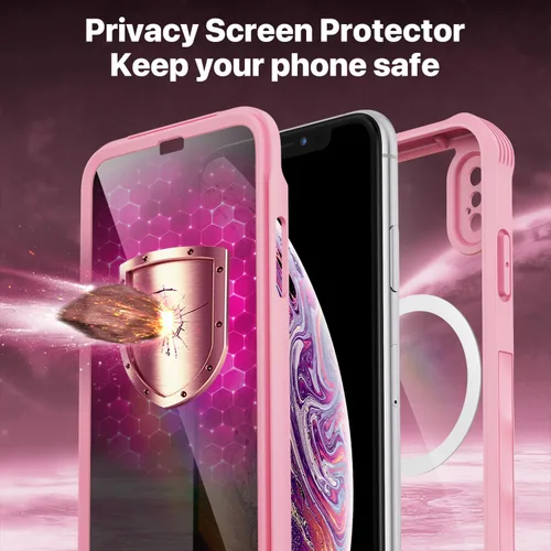 Vista 372 de CENHUFO Funda de privacidad para iPhone 11 Pro, funda de cuerpo completo con protector de pantalla de privacidad de vidrio templado 9H integrado