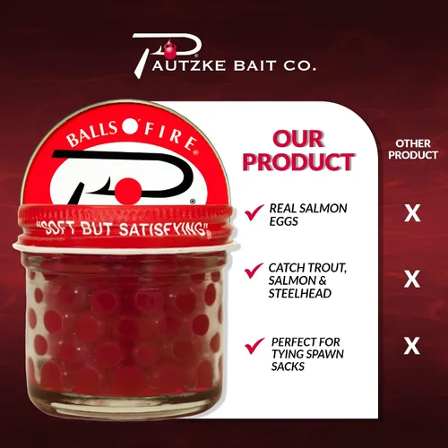 Vista 6 de Pautzke Balls O ' Fire - Cebo de pesca para huevos de salmón famoso y eficaz, accesorios de pesca mejorados con rayos UV, trucha de pesca líder