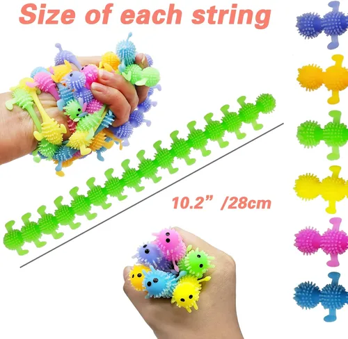 Vista 2 de Paquete de 12 juguetes elásticos para ansiedad, juguetes sensoriales de cuerda elástica, coloridas cuerdas elásticas para regalo del día del niño