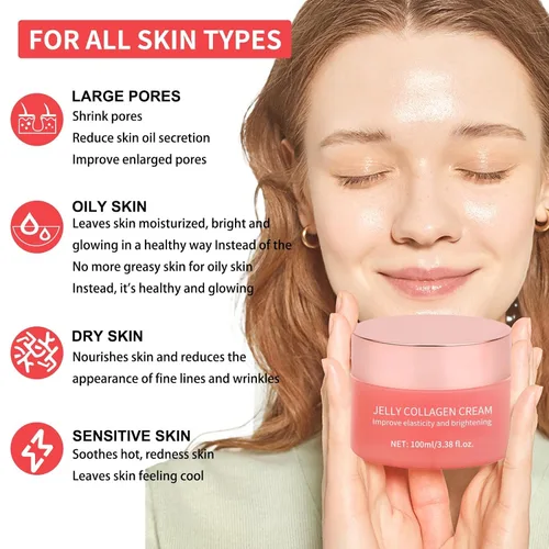 Vista 3 de Crema de Colágeno en Gel - Contiene Niacinamida y Colágeno Hidrolizado Liofilizado - Elasticidad e Hidratación - Reduce Líneas Finas y Opacidad
