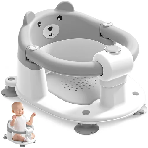 Vista 8 de Asiento de baño para bebés de 6 meses en adelante, asientos de baño antideslizantes para bebés sentados, silla de bañera segura para bebés y recién