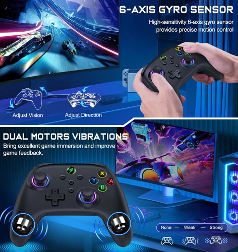 Vista 6 de Wireless Switch Controller for Nintendo Switch ControllerLiteOLED- LED Switch Pro ControlleriOSAndroid Game RemoteWired PC Joysticks-Programmable
