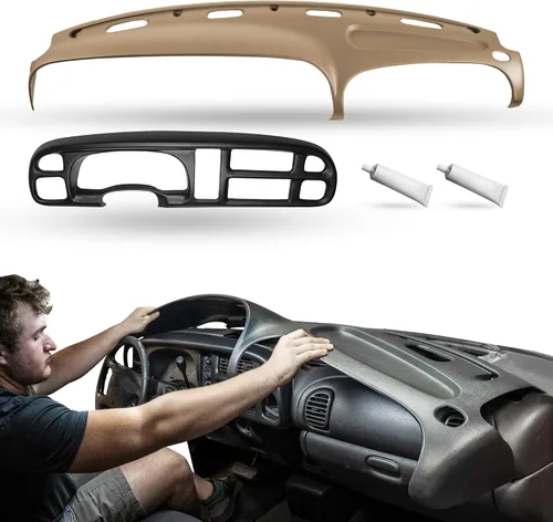 Vista 16 de DASHSKIN Tapa moldeada para salpicadero compatible con Dodge Ram 1500 1998 1999 2000 2001 (98-02 Ram 2500 y 3500) en negro universal, fabricado