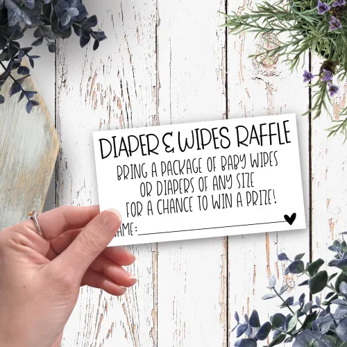 Vista 4 de m&h invites 50 boletos para rifas de pañales y toallitas – Inserto de invitación de baby shower – Actividad de juego para baby shower