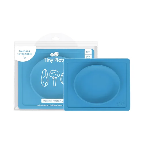 Vista 8 de ezpz Tiny Bowl (Azul) – 6 meses + – Mantel individual de succión 100% silicona + cuenco para bebés – Se adapta a todas las bandejas de silla alta