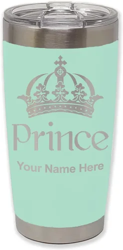 Vista 35 de LaserGram Vaso aislado al vacío de 20 onzas, Prince Crown, grabado personalizado incluido (negro)