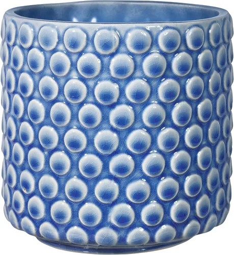 Vista 2 de Bloomingville Maceta de cerámica – Maceta negra de 5 pulgadas con lunares – Maceta moderna de cerámica con esmalte agrietado – Sin agujeros de Negro