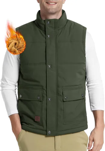 Vista 2 de MAGCOMSEN Chaleco de invierno para hombre, ropa de abrigo con forro polar, chaleco cálido sin mangas