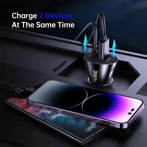 Vista 7 de Syncwire Cargador de coche para iPhone - Actualización [certificado Apple MFi] Adaptador de carga de coche de 4.8 A/24 W con cable Lightning