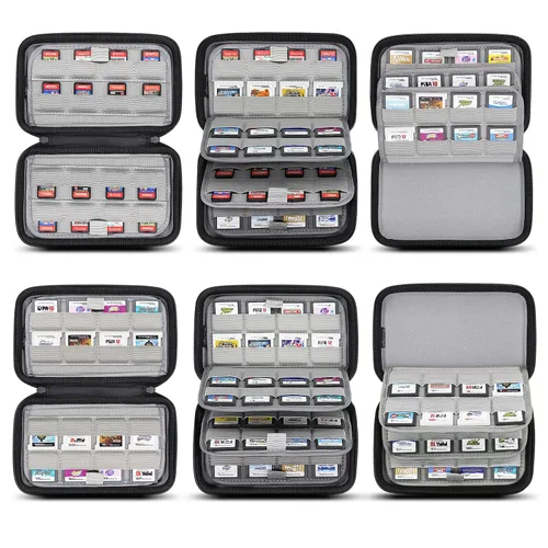 Vista 3 de sisma 64 DS 3DS Games Case Compatible with Nintendo 3DS 2DS DS Switch Game Cartridges, Game Card Holders Hard Shell Storage Case, Black
