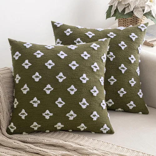 Vista 15 de MIULEE Juego de 2 fundas de almohada decorativas de jacquard rómbico, funda de cojín cuadrada suave para sofá, cama, dormitorio, sala de estar, 16 x