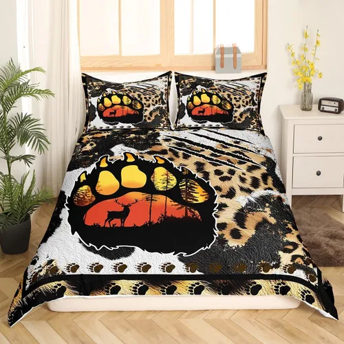 Vista 25 de Juego de funda de edredón de oso para niños, juego de ropa de cama de animales salvajes para niños, naturaleza, vida silvestre, oso, pájaro, juego