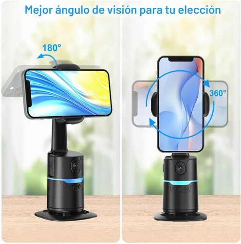 Vista 6 de Trípode para selfie stick de seguimiento facial automático para iPhone, trípode giratorio automático de 360°, control de gestos, no requiere