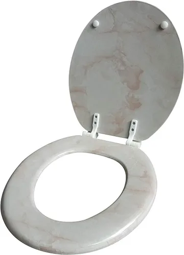 Vista 2 de J&V Textiles Asiento de inodoro redondo con bisagra fácil de limpiar y cambiar (beige)*