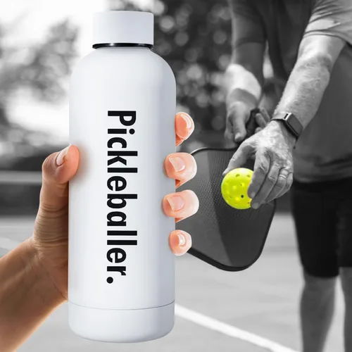 Vista 2 de Generic Botella de agua de pickleball – 16 onzas, blanco, plástico, deportes, pickleball, actividades al aire libre, libre de BPA, reutilizable