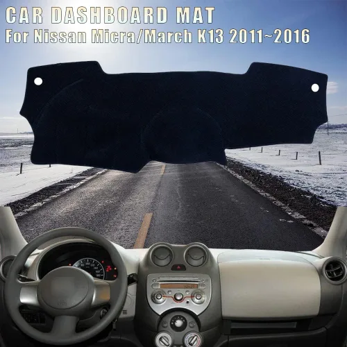Vista 2 de Cubierta de franela para salpicadero, antideslizante, compatible con Nissan Micra March K13 2011-2016