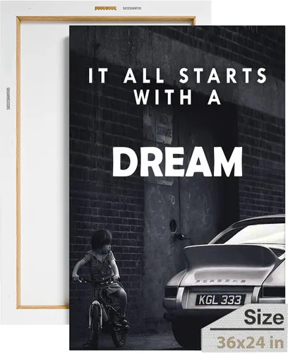 Vista 21 de Arte de pared motivacional para la oficina, lienzo de arte de súper auto, decoración automotriz inspiradora para los amantes de Porsche Sportscar