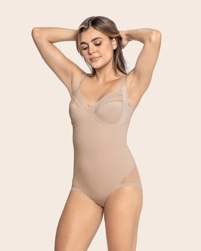 Vista 3 de Leonisa Body moldeador de encaje prémium con control de abdomen y brasier para mujer, con efecto de levantamiento de glúteos