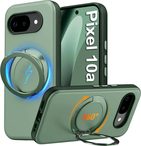 Vista 58 de Oterkin Funda para Google Pixel 10a con soporte magnético de giro de 360° [compatible con MagSafe] [antideslizante] [15 pies] a prueba de golpes