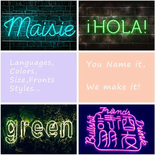 Vista 2 de Letreros de neón LED personalizados para decoración de pared, diseño personalizado, letrero de nombre de neón regulable, para dormitorio, boda