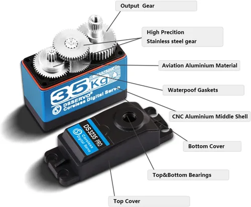 Vista 3 de ZOSKAY Servo RC 77.2 lbs PRO Coreless Motor servo Metal Gear Digital y Acero Inoxidable servo RC servo para Robótico DIY RC Coche (180 grados)