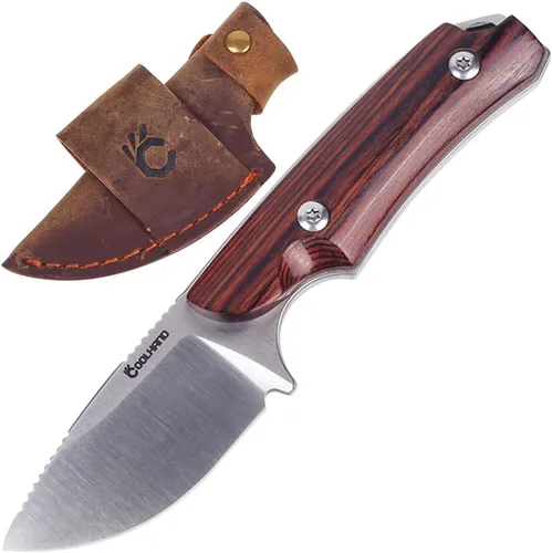 Vista 8 de Cool Hand Cuchillo de transporte horizontal de 5.98 pulgadas, cuchillos de caza de supervivencia compactos de espiga completa, funda de cuero