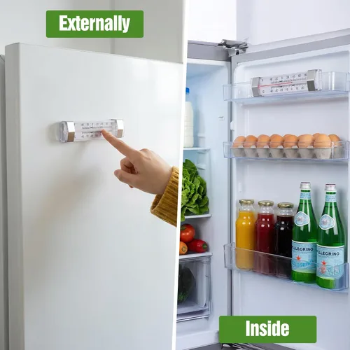 Vista 6 de Paquete de 9 termómetros para refrigerador, congelador, impermeable, analógico, esfera grande, preciso, fácil de leer, amplio rango de -40°F a 80°F
