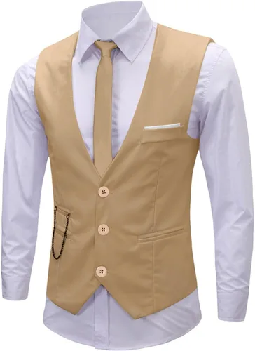 Vista 17 de Vestido formal para hombre, de negocios, ajustado, sin mangas, chaqueta de traje, chaleco chaleco Negro