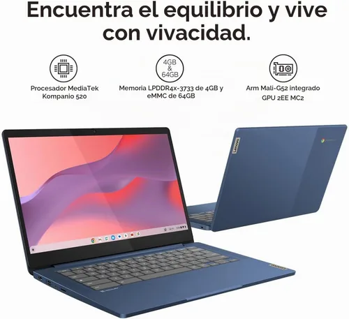 Vista 2 de Lenovo Laptop Chromebook con pantalla táctil de 14", procesador de 8
