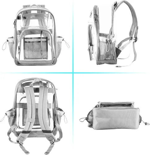 Vista 9 de Mochila transparente transparente transparente aprobada para el estadio escolar, mochila transparente de TPU resistente para seguridad