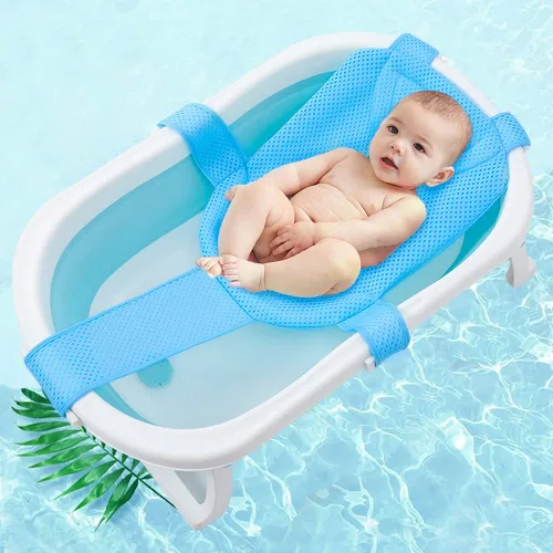 Vista 3 de Red de soporte para asiento de baño, cojín flotante para recién nacido, para bañera infantil, malla de ducha, soporte de tubo de baño ajustable, 5