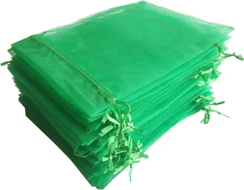 Vista 14 de 100 piezas por paquete 5x7 Bolsas de regalo transparentes negras, tela de organza transparente, bolsas de malla transparentes con cordón