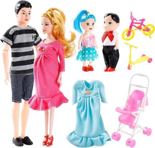 Vista 7 de Juego de juguetes para mamá embarazada, muñeca embarazada con bebé, incluye carrito de muñeca
