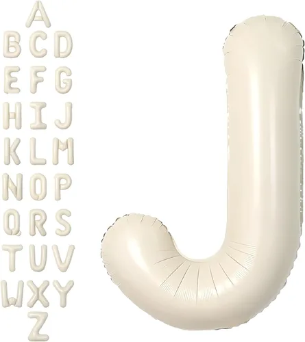 Vista 52 de SUWEN Globos de helio grandes de 102 cm (40 pulgadas) con letra S en color crema. Globos grandes de papel de aluminio con letra en helio, de A a Z.