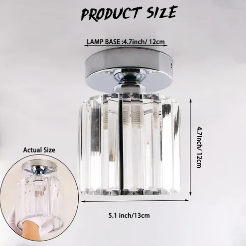 Vista 5 de FRIXCHUR Candelabro Pequeño de Cristal Lámpara de Techo Semi Empotrada Accesorio de Iluminación de Techo Lámpara de Techo Moderna de Cristal