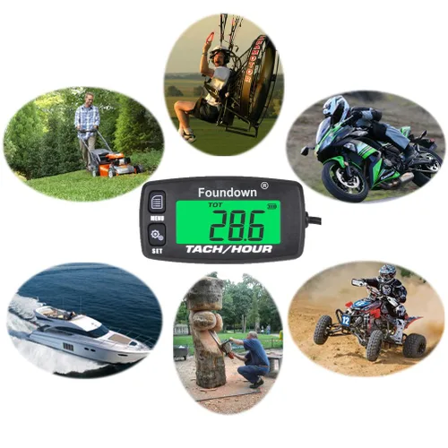 Vista 7 de Tacómetro de motor pequeño, medición de RPM, medidor de horas digital, monitoreo de horas del motor para aviones ultraligeros, motosierra
