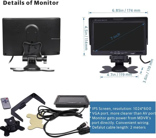 Vista 6 de 4-CH 1080 p Autobús móvil del vehículo CCTV DVR Video Recorder Kit con visión nocturna impermeable lateral frontal trasera Cámara del coche 7
