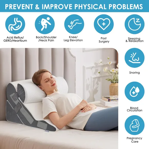 Vista 4 de MEGCXIT Almohada de cuña de cama 3PCS para dormir y almohada de elevación de piernas después de la cirugía
