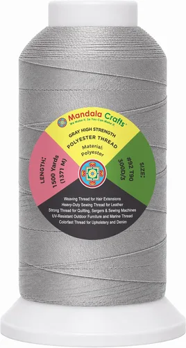 Vista 17 de Mandala Crafts Airforce Blue Tex 70 - Hilo de poliéster para tapicería 1500 Yds T70 UV Resistant Strong Thread for Leather Sewing, Marine