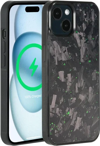 Vista 19 de Grip Series - Funda para iPhone 15 con fibra de carbono forjada real, diseño de bordes agarres, imanes integrados, compatible con cargadores y Negro