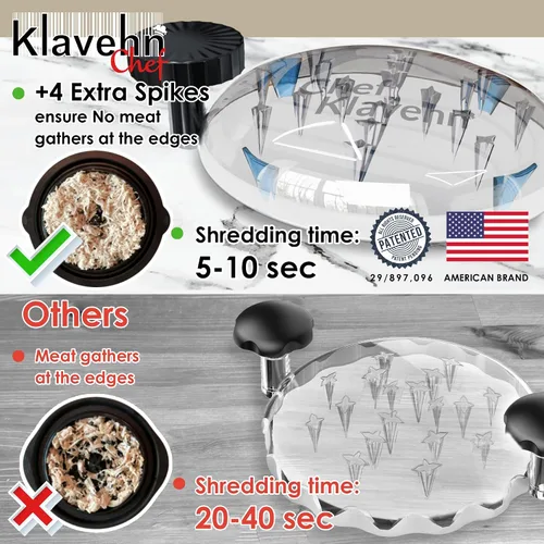 Vista 3 de American Brand - Trituradora de pollo de 3 capas con placa desmontable + cepillo especial, doble antideslizante, sin BPA, resistente al calor, apta