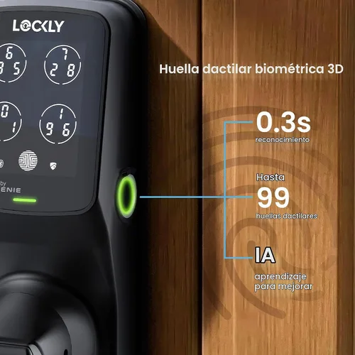 Vista 4 de Lockly Secure Pro Wi-Fi Smart Lock con mango Keypad Keyless Entry Door Lock with Fingerprint,App Remote Control, Works with Alexa and Google, Auto