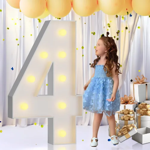 Vista 57 de IMPRSV Letras de mosaico iluminadas de marquesina, 4 pies para globos y fiestas, decoración de kit de arco