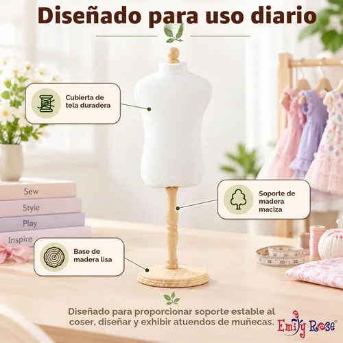 Vista 3 de Emily Rose Forma de maniquí de muñeca de 18 pulgadas, relleno 100% de algodón para coser y exhibir, compatible con ropa para muñecas American Girl