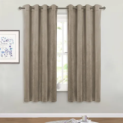 Vista 22 de StangH Cortinas de terciopelo gris de 84 pulgadas para oscurecer la habitación, con aislamiento térmico, cortinas gruesas y pesadas para sala