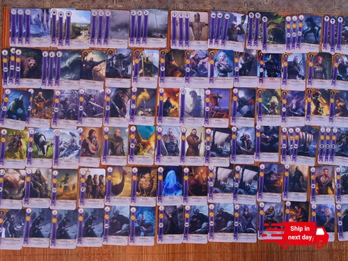Vista 9 de Cartas Gwent (5 mazos, 527 cartas con 12 cartas de regla). Regalo para Navidad Total de 527 cartas más tapete de juego, mapa.