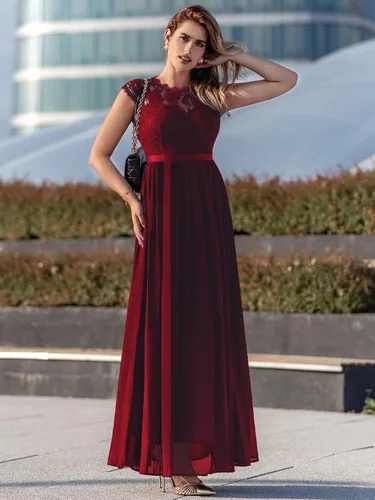 Vista 4 de Miusol - Maxi vestido floral con encaje para fiesta de noche y uso formal para mujer