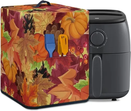 Vista 11 de Gomyblomy Funda para electrodomésticos pequeños con diseño de murciélagos, protector de freidora de aire lavable con tema de Halloween, protector
