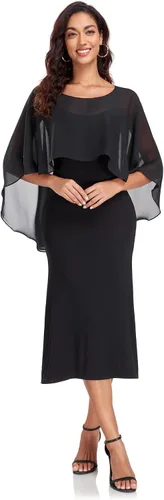 Vista 5 de Sheer Shawls and Wraps for Evening Dresses Chiffon Capes for Women Negro